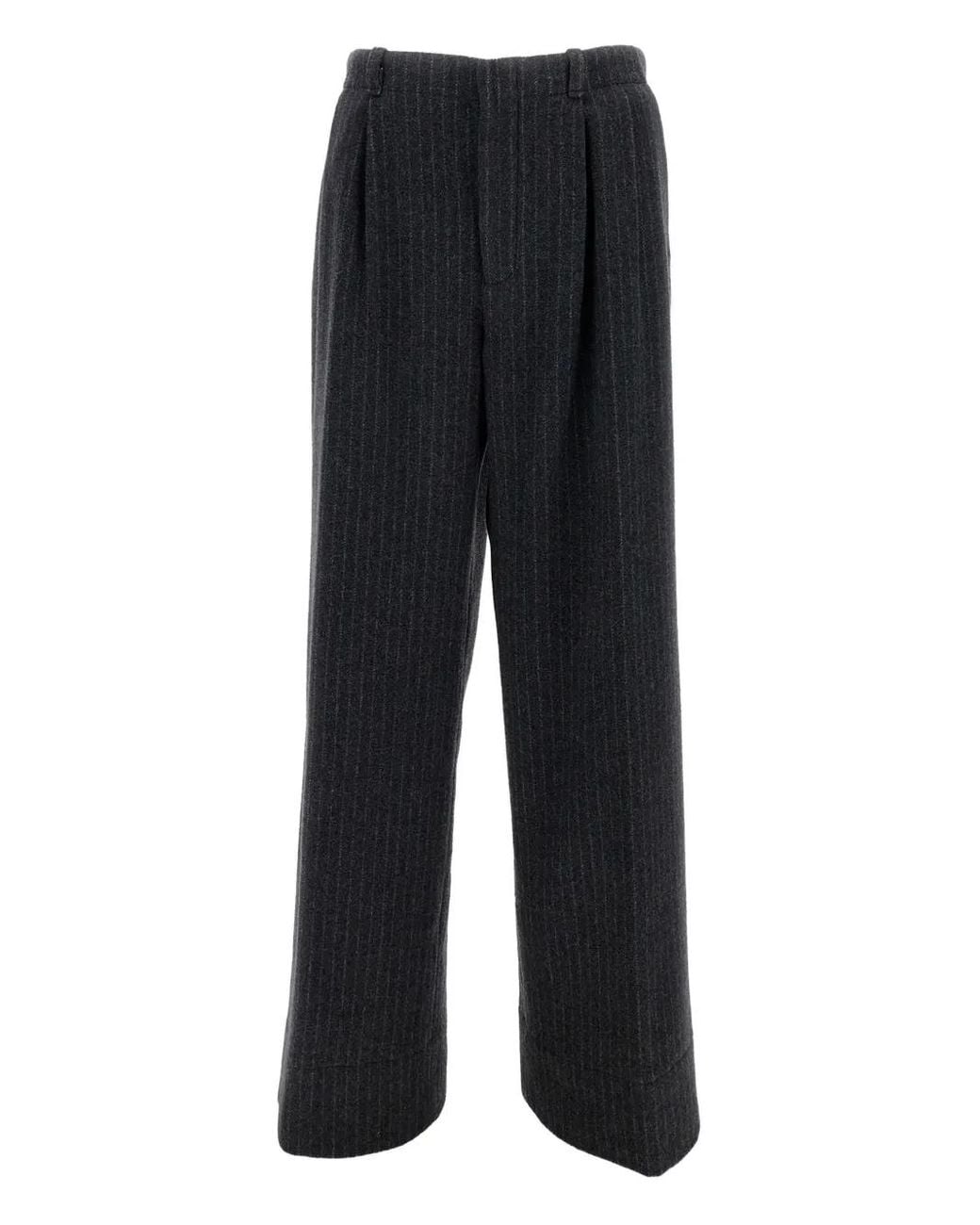 DURAZZI MILANO Black Pinstripe Pleated Trousers