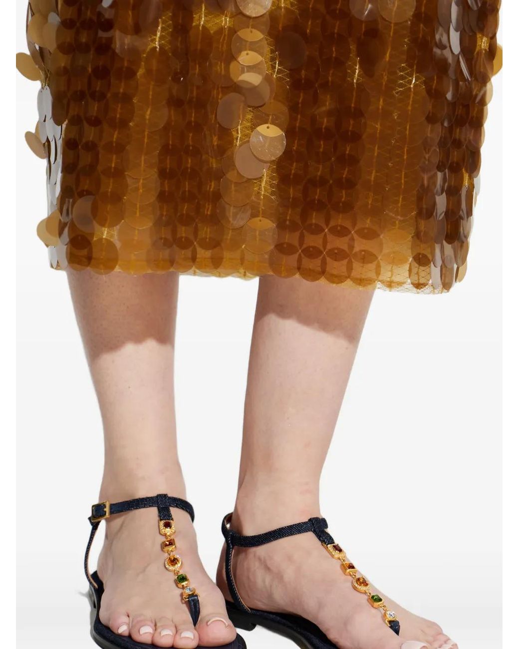 NODALETO White Jewel Strap Sandals