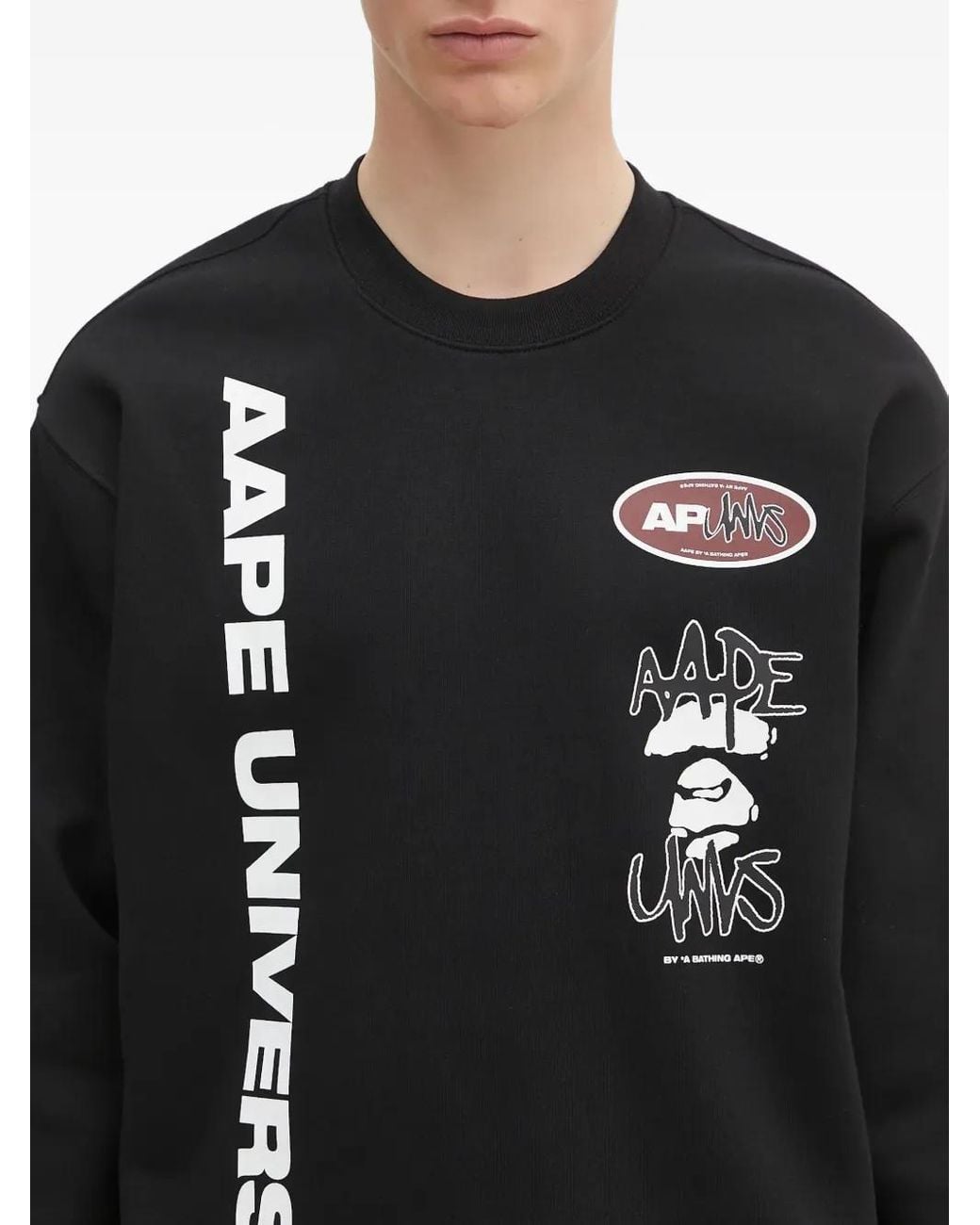 Aape By A Bathing Ape Gray Aape Universe Graphic Sweatshirt for men