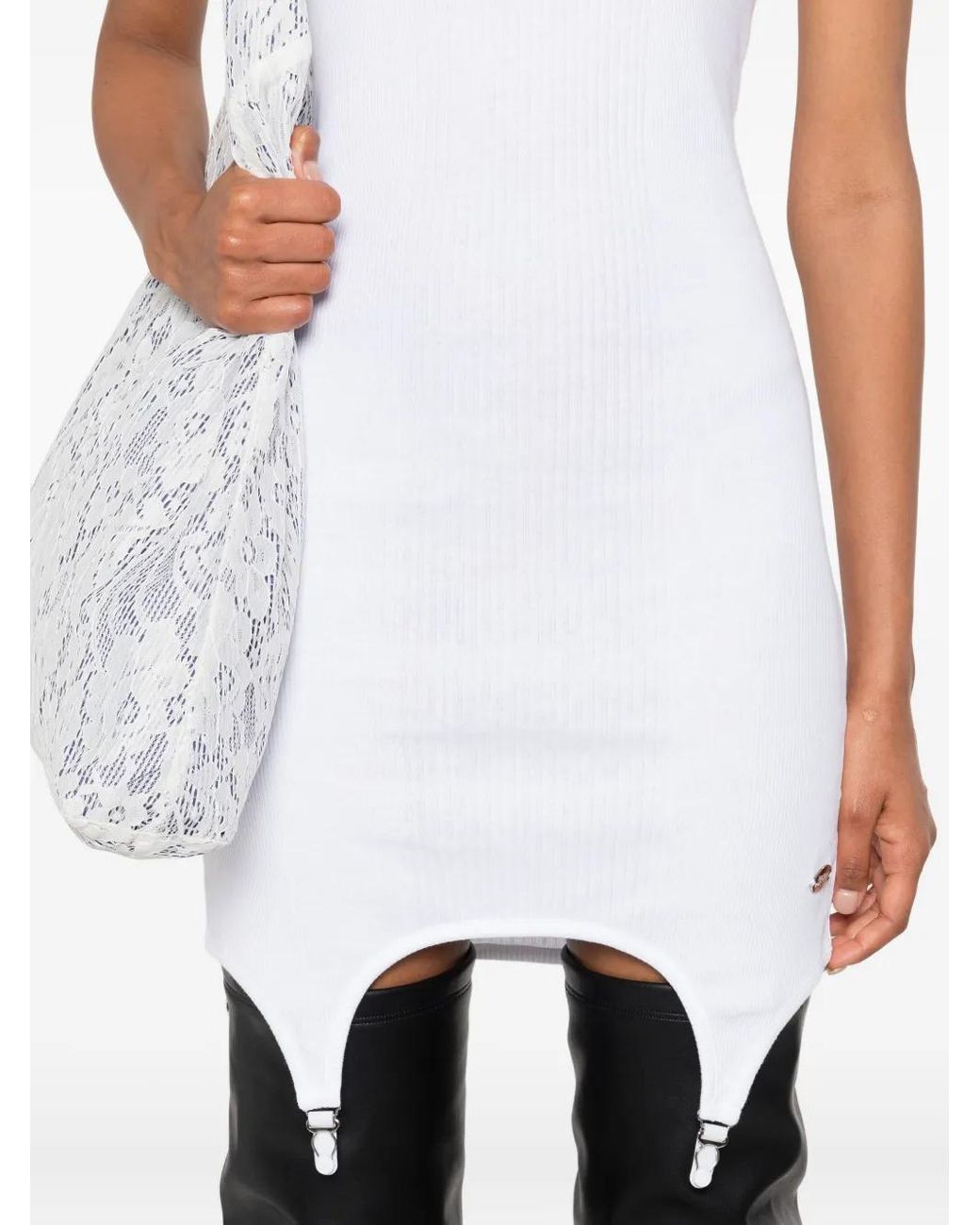 Jean Paul Gaultier White Ribbed Mini Dress