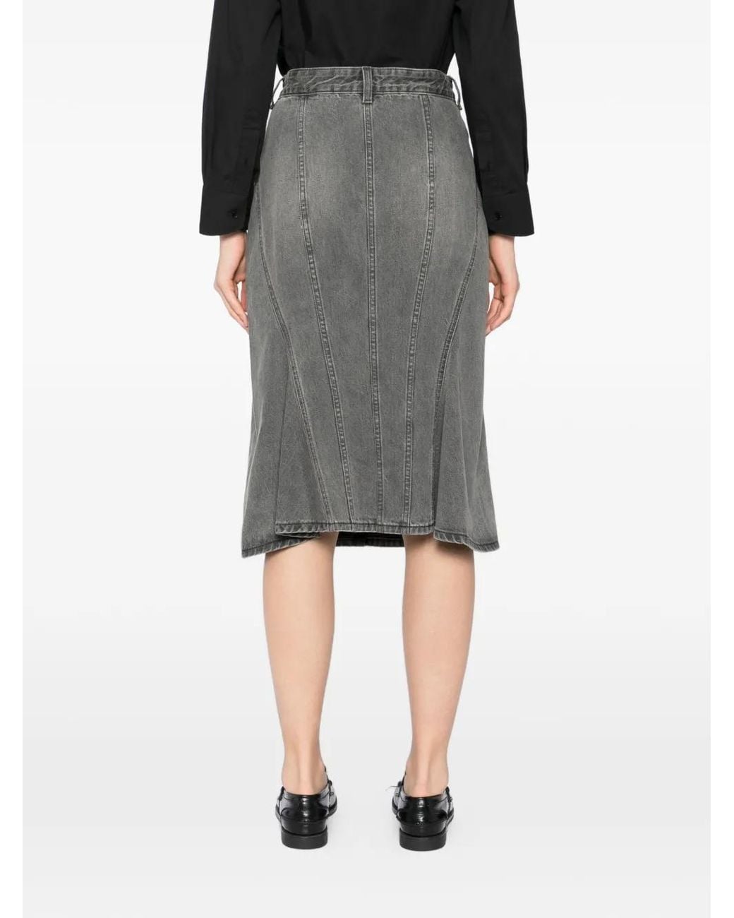 JNBY Gray Denim Midi Skirt