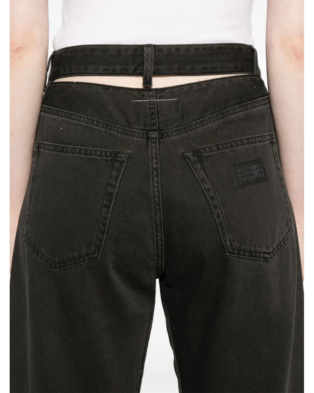 MM6 by Maison Margiela Black Paint-Splatter Effect Jeans