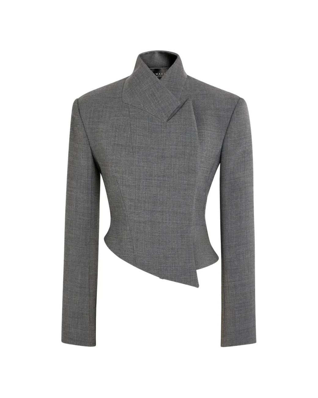 A.W.A.K.E. MODE Gray Cropped Asymmetric-Hem Jacket