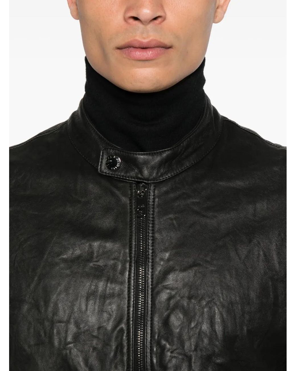 Dolce & Gabbana Black Lambskin Zip-Up Jacket for men