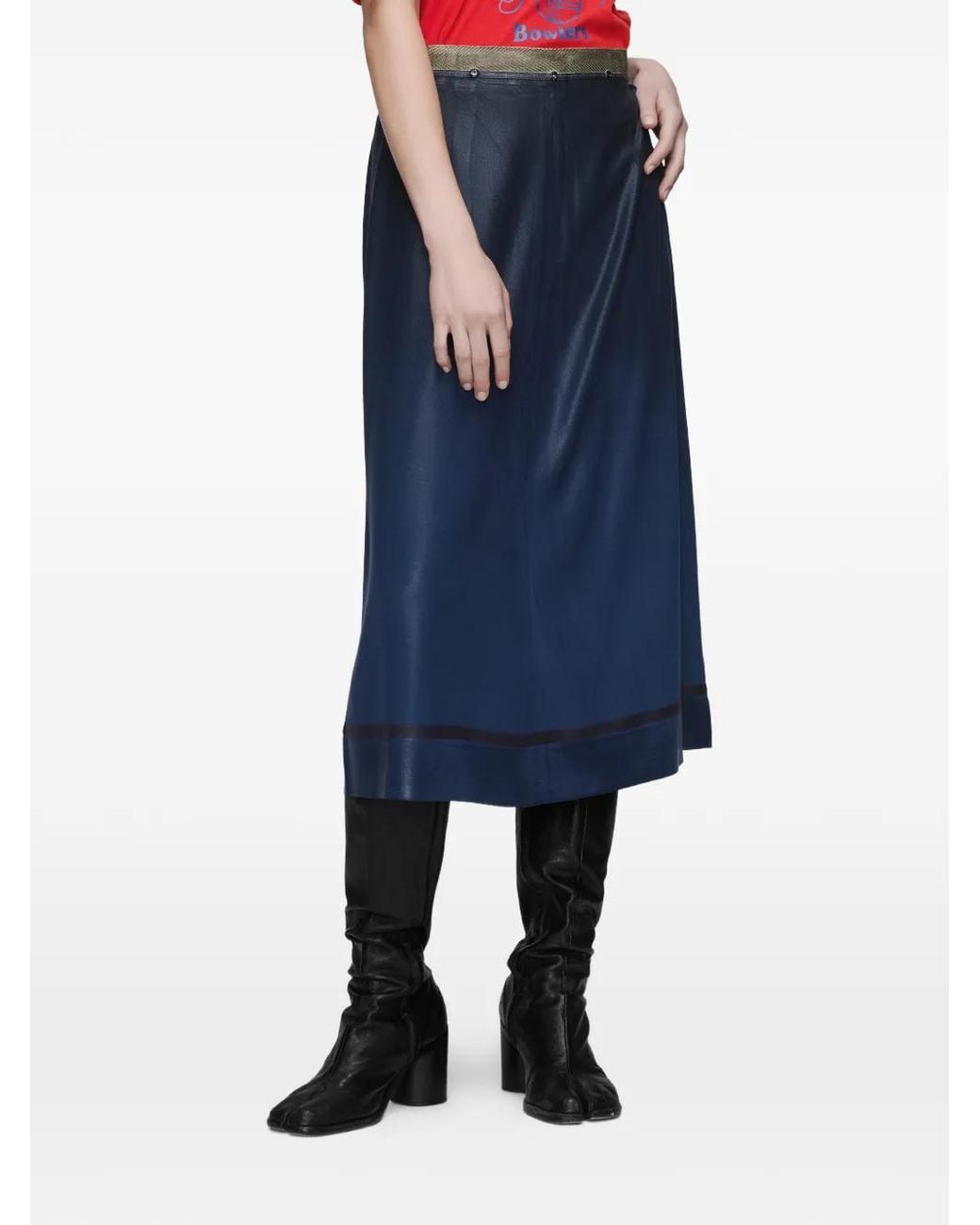 Maison Margiela Blue Midi Straight Skirt