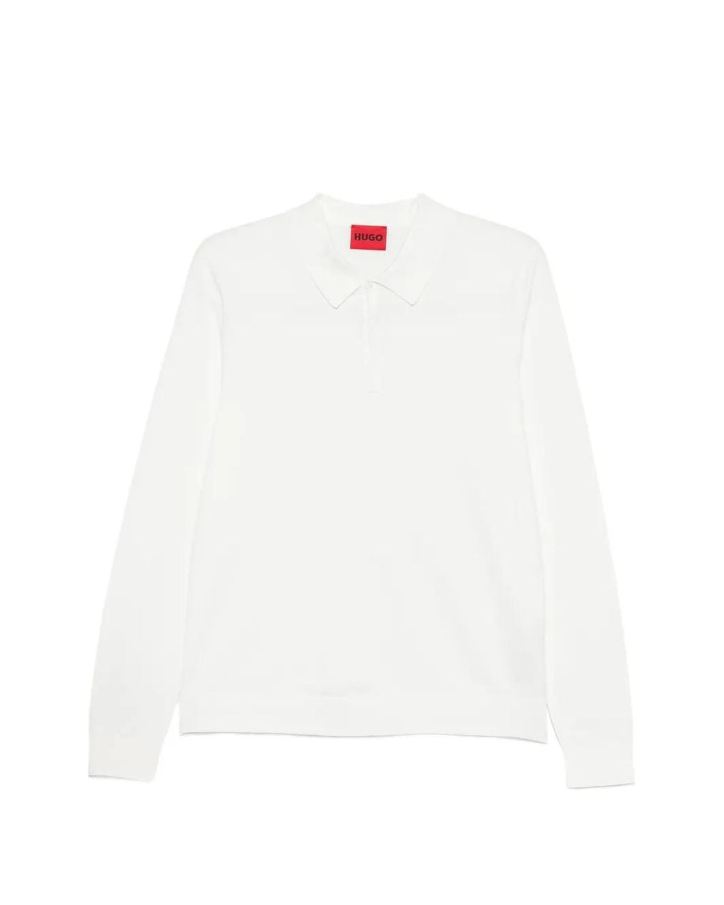 HUGO White Slim-Fit Knit Polo With Reverse Logo for men