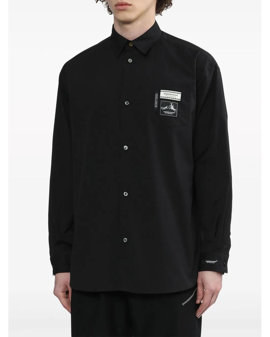 Undercover Black Logo-Patch Cotton-Blend Shirt for men