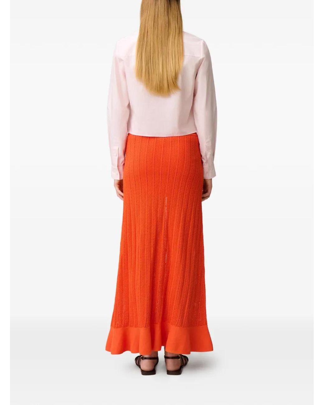 Claudie Pierlot Red Long Crochet Skirt