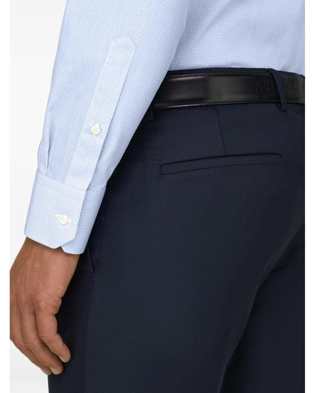 Boggi Blue Shirt Checked Cotton Poplin Slim Fit for men