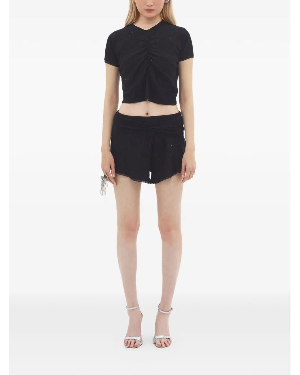 Area Black Crystal Embellishment Shorts