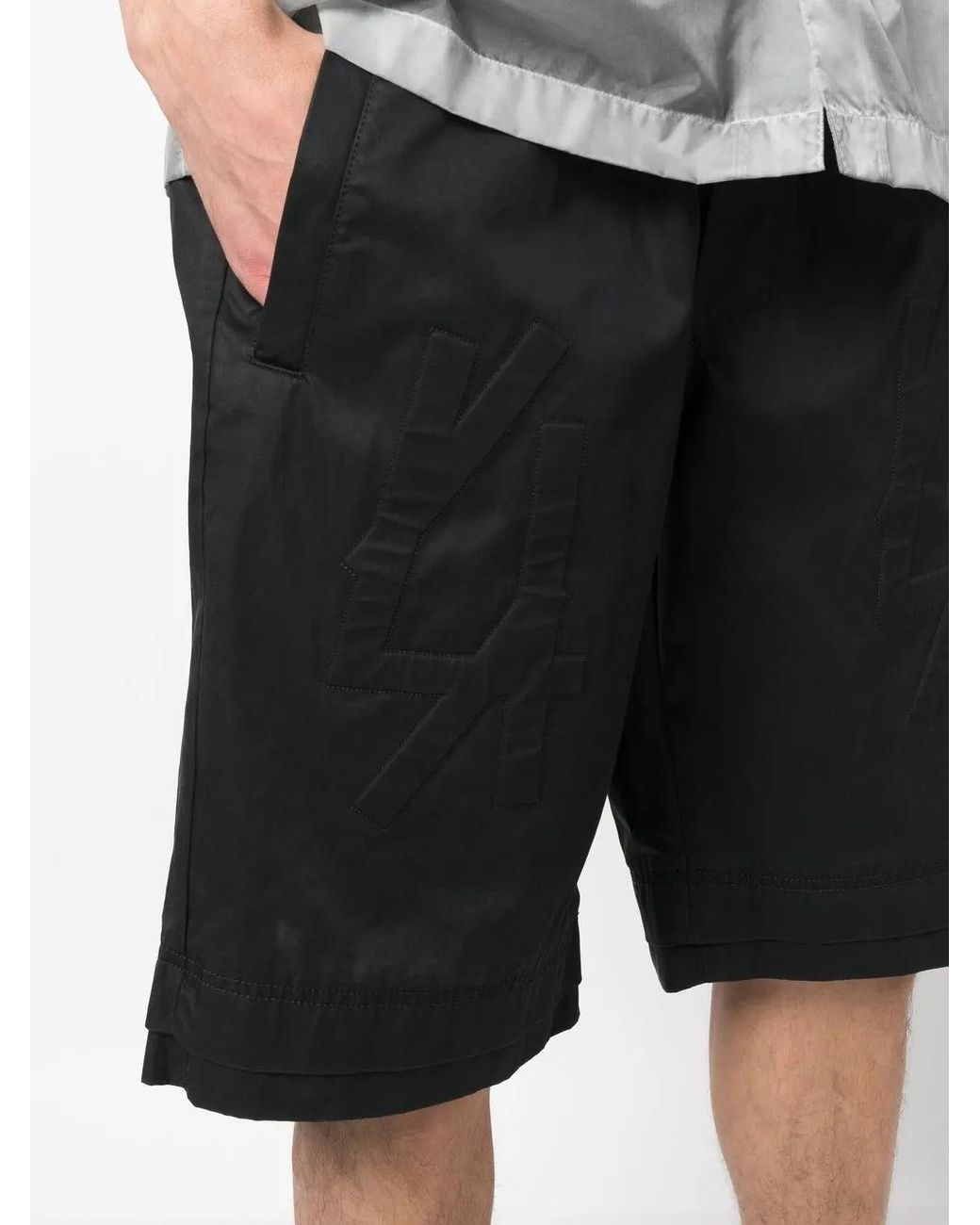 44 Label Group Black Embossed-Logo Knee-Length Shorts for men