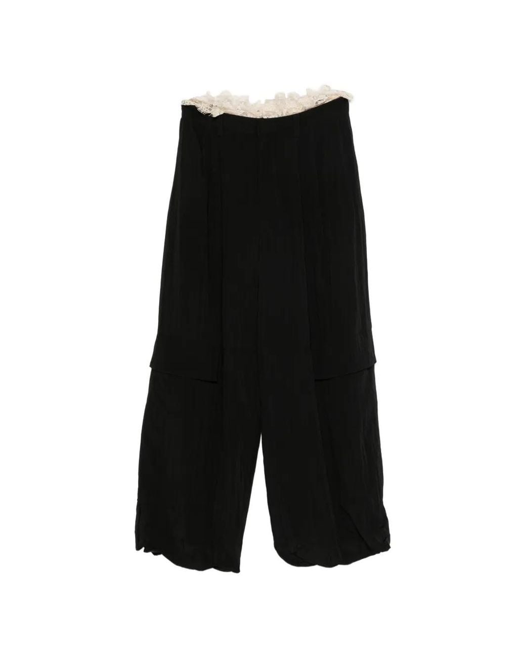 Sea Black Lace-Trimmed Trousers