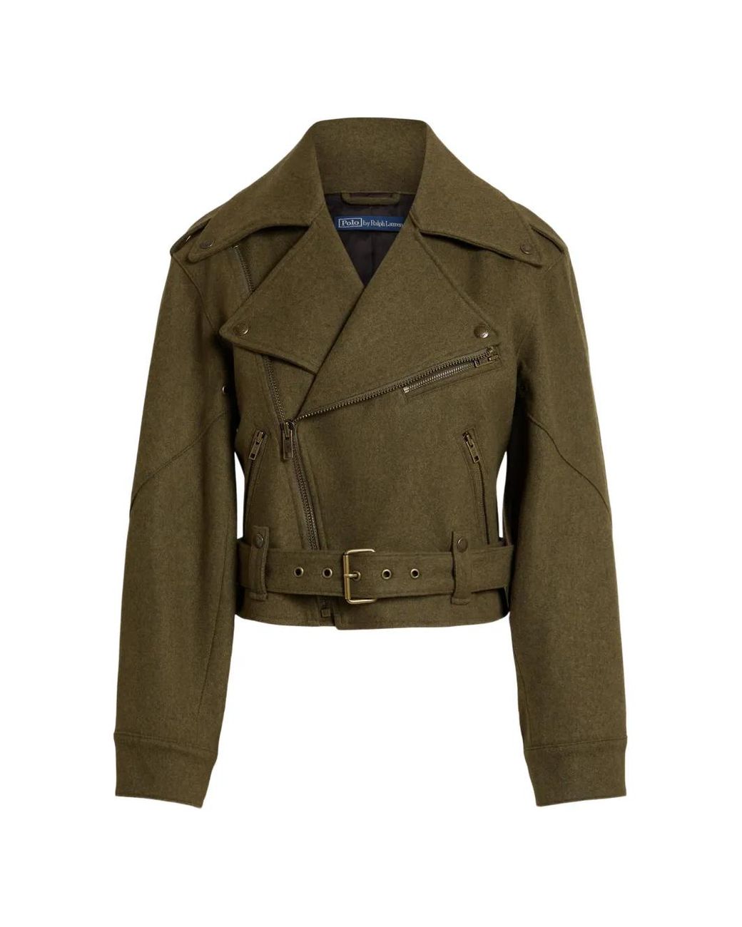 Polo Ralph Lauren Green Veste En Laine À Taille Ceinturée