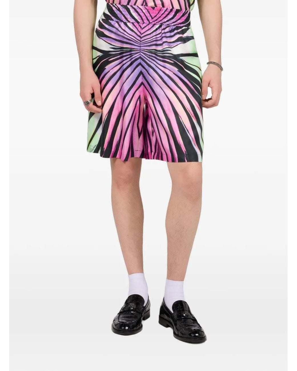 Roberto Cavalli Red Graphic-Print Shorts for men