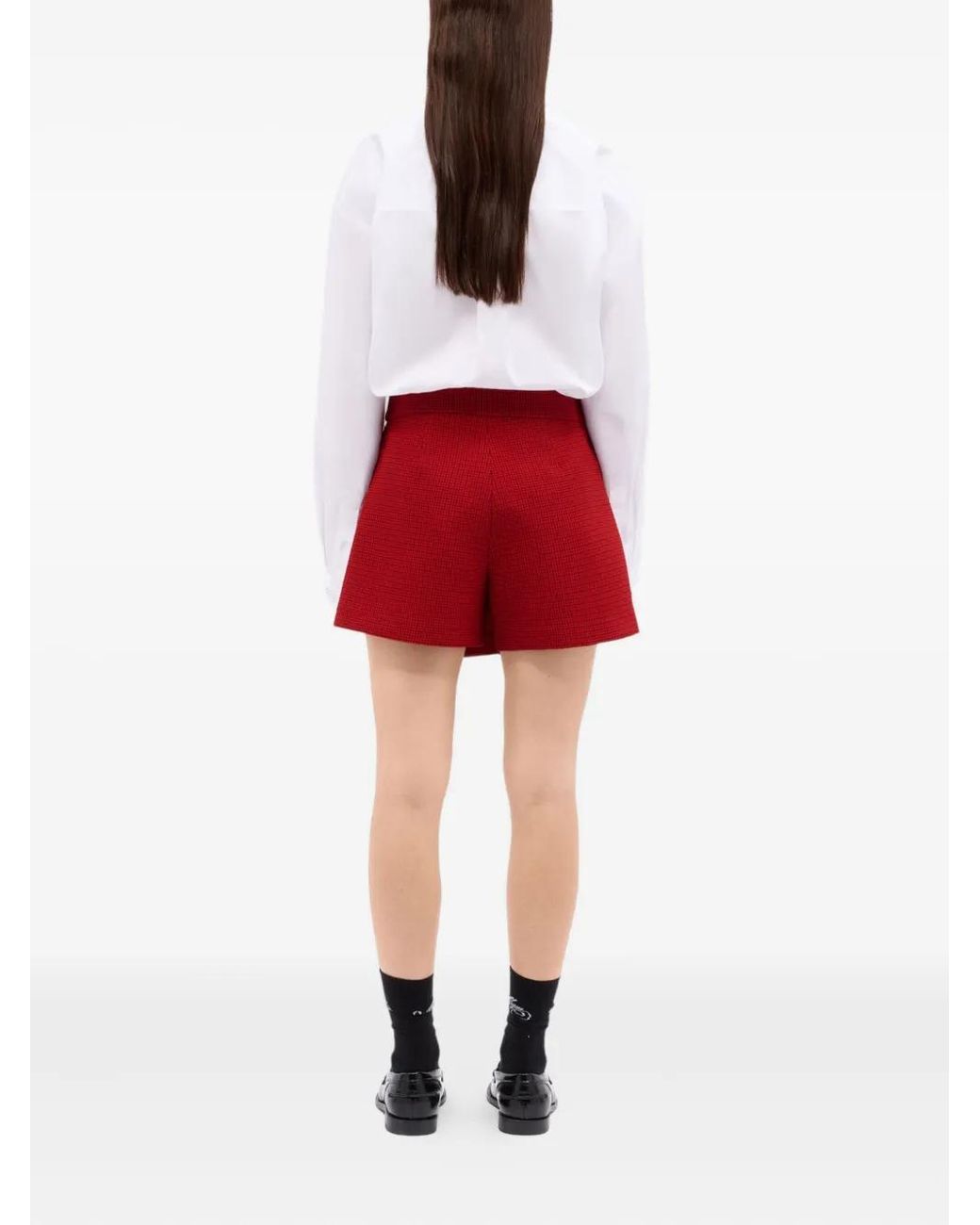 MSGM Red Button-Fastening Wrap Shorts