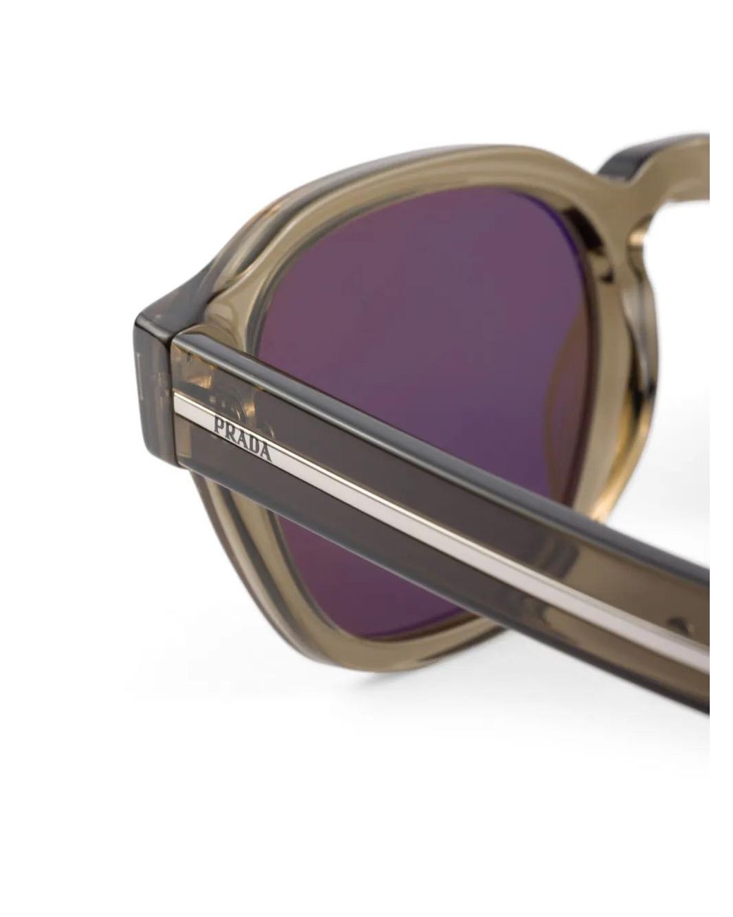 Prada Brown Round-Frame Sunglasses for men