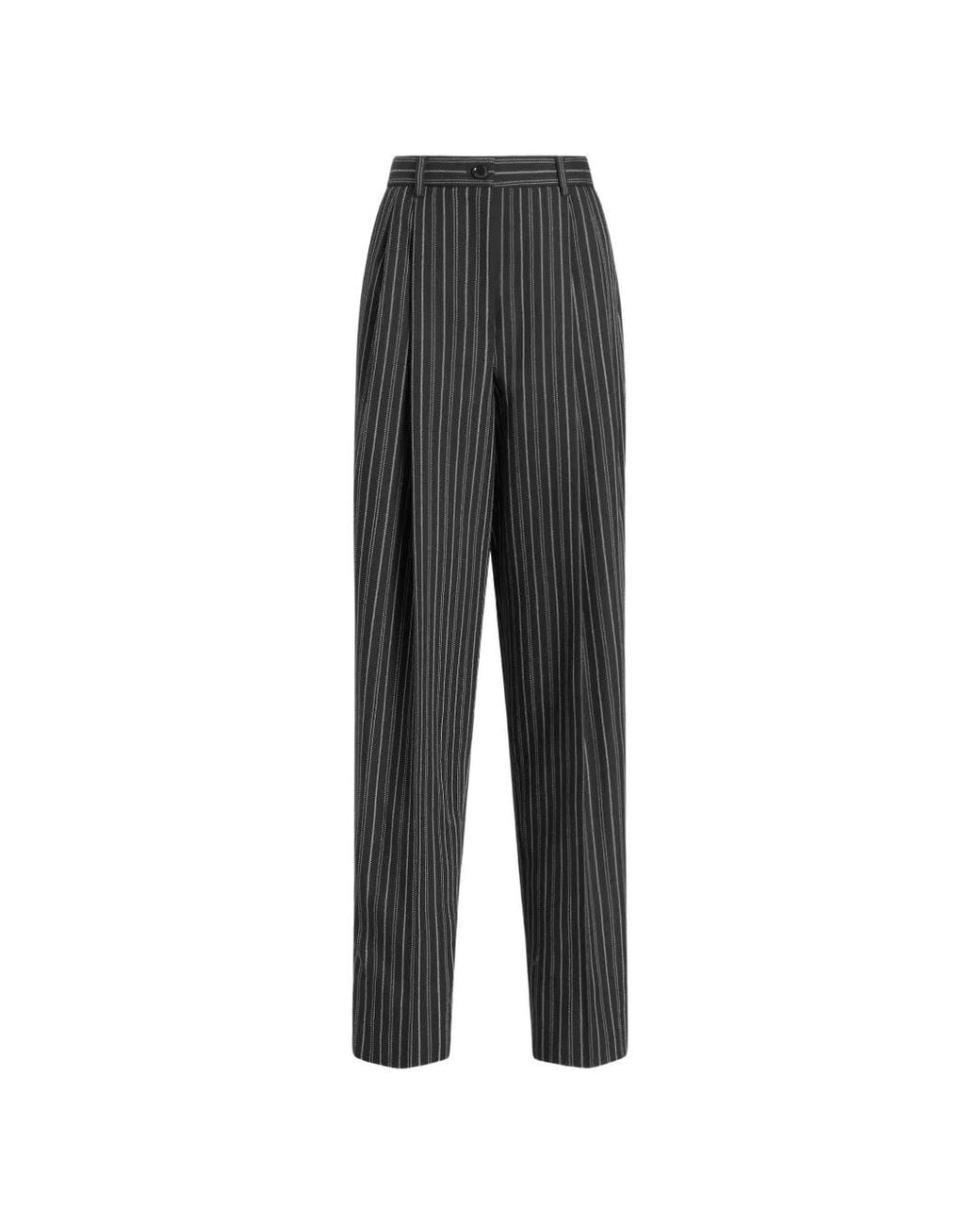 Dolce & Gabbana Black Pinstripe Virgin-Wool Trousers