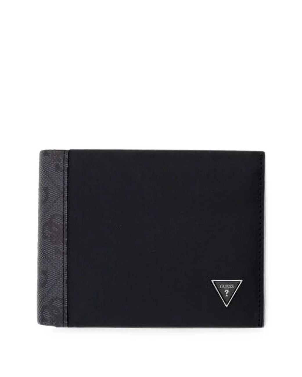 Guess Black Logo-Plaque Bi-Fold Wallet for men