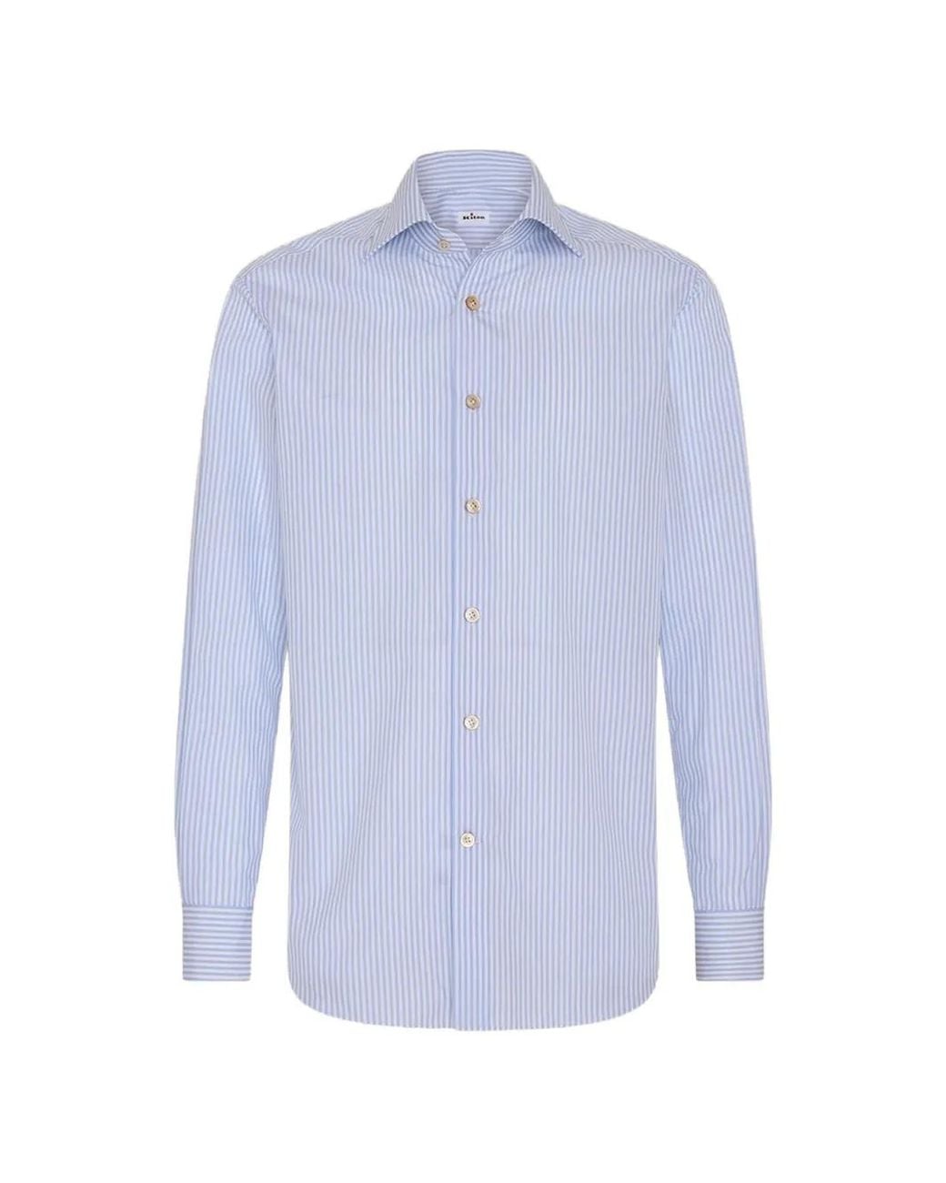 Kiton Blue Stripe-Pattern Cotton Shirt for men