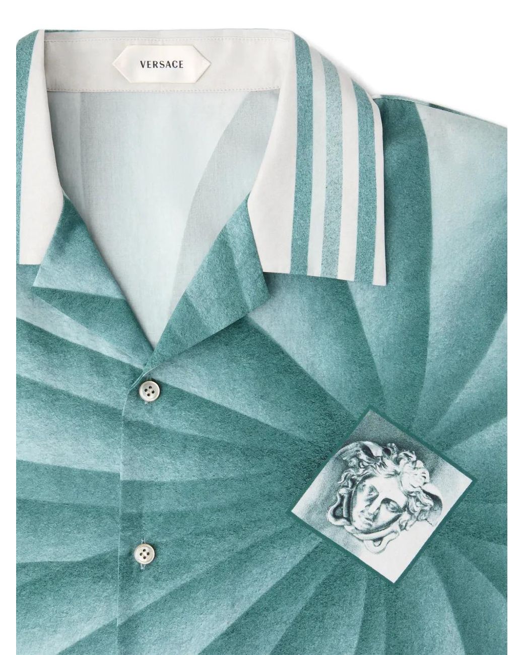 Versace Blue Medusa Vortex-Print Shirt for men