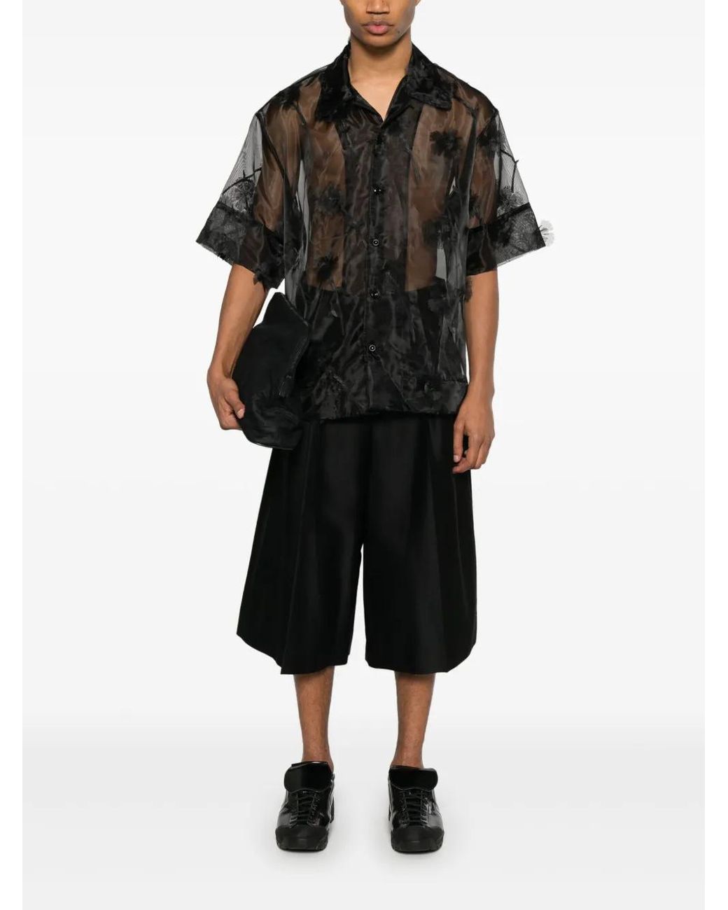 Simone Rocha Black Sheer Shirt for men