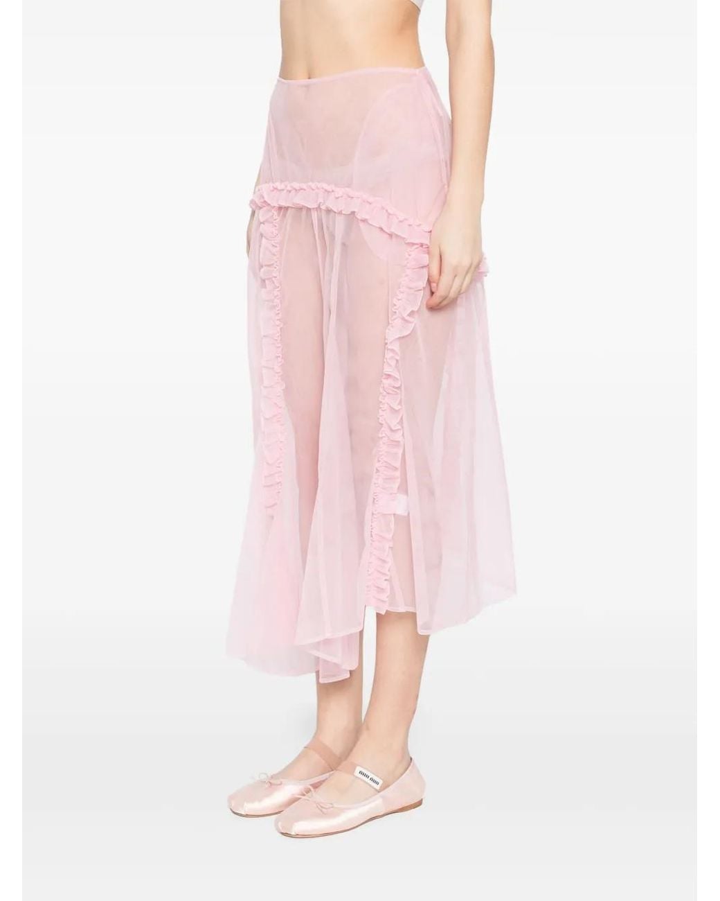 Simone Rocha Pink Ruffle-Details Skirt