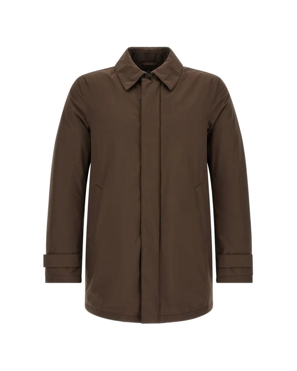 Herno Brown Detachable-Hood Matte-Finish Parka for men