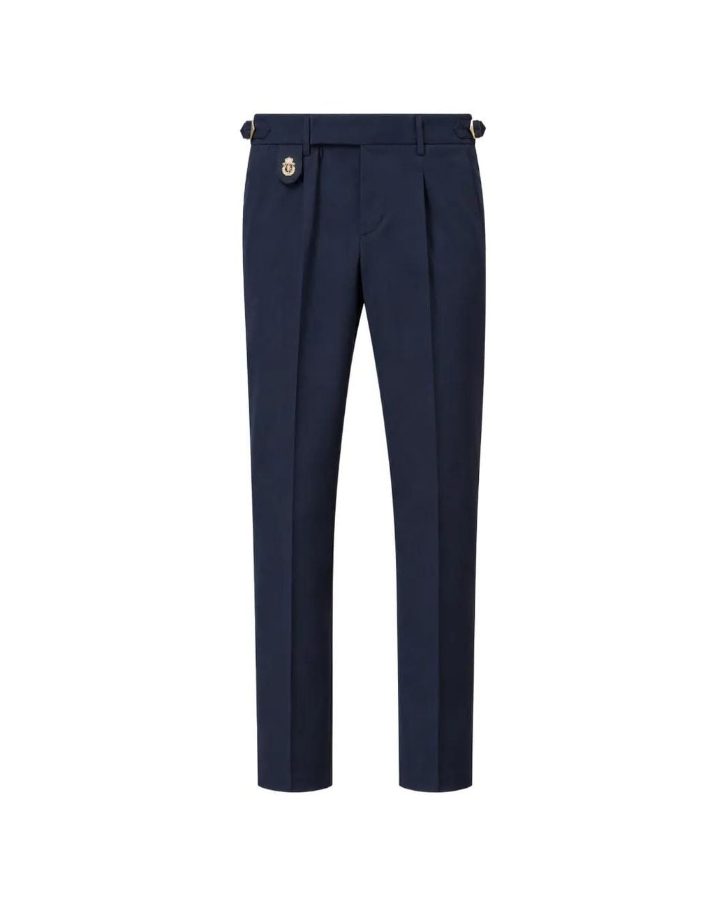 Billionaire Blue Pleated Gabardine Trousers for men