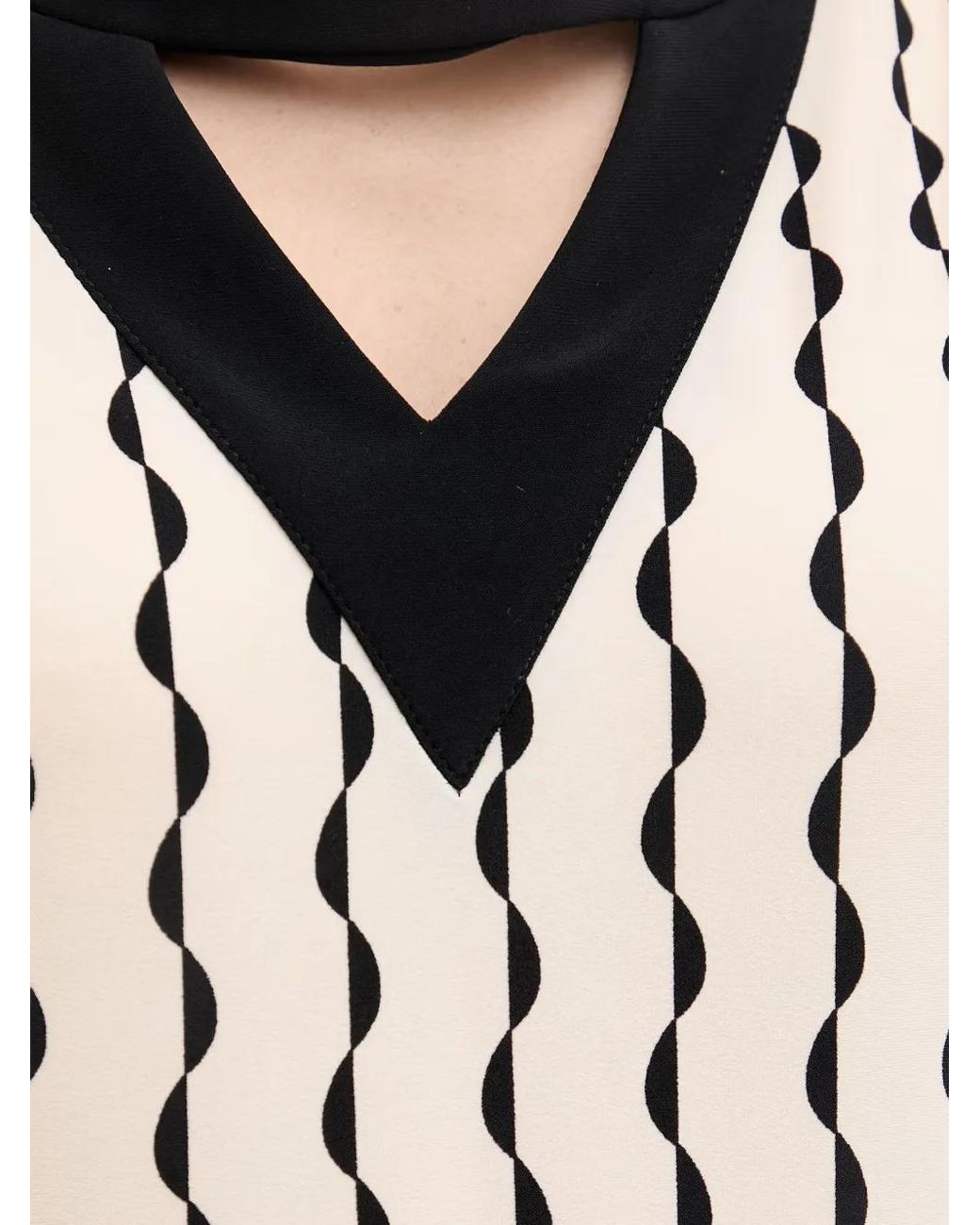 Joseph Ribkoff White Geometric-Print Cutout Midi Dress