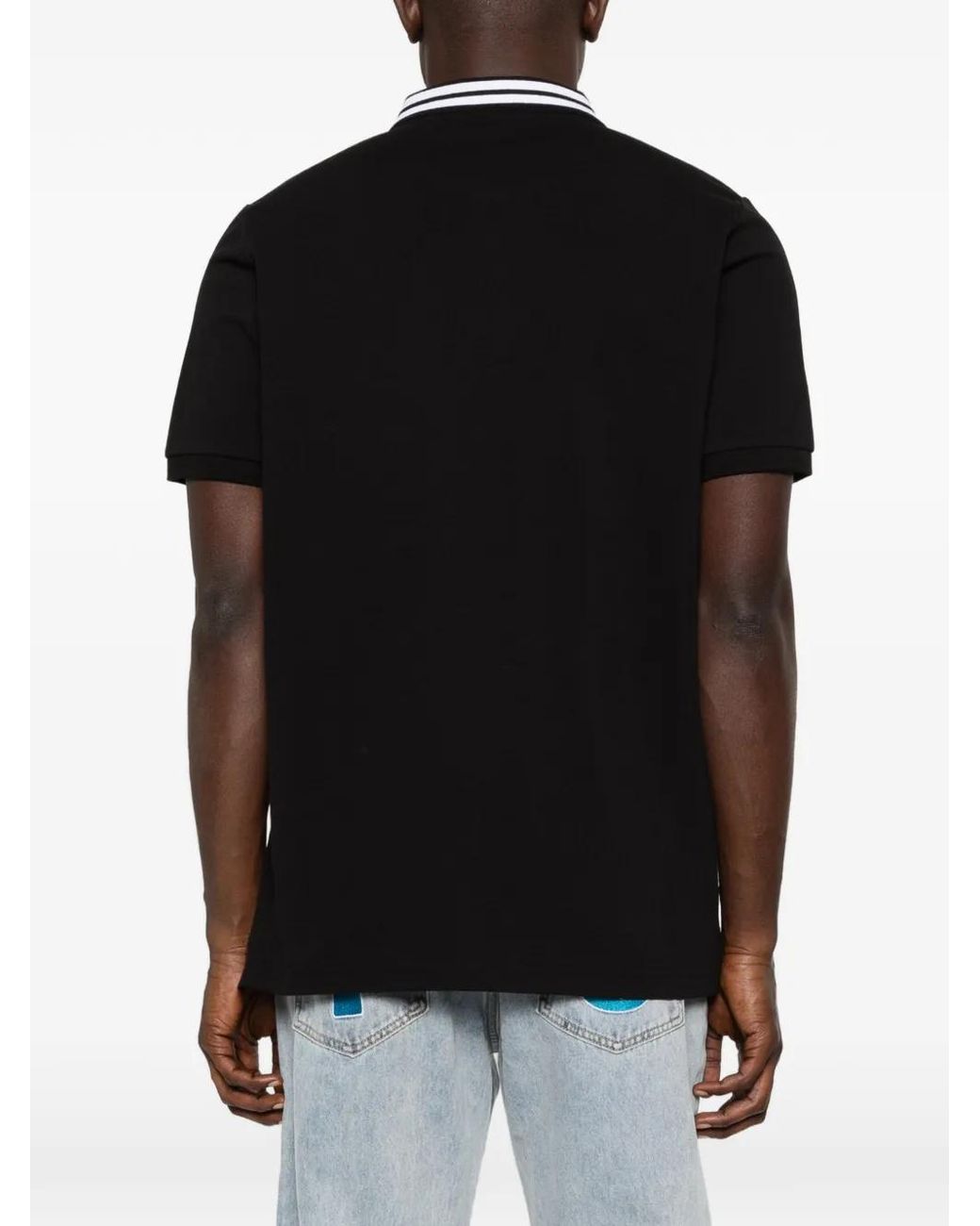 Iceberg Black Striped-Collar Polo Shirt for men