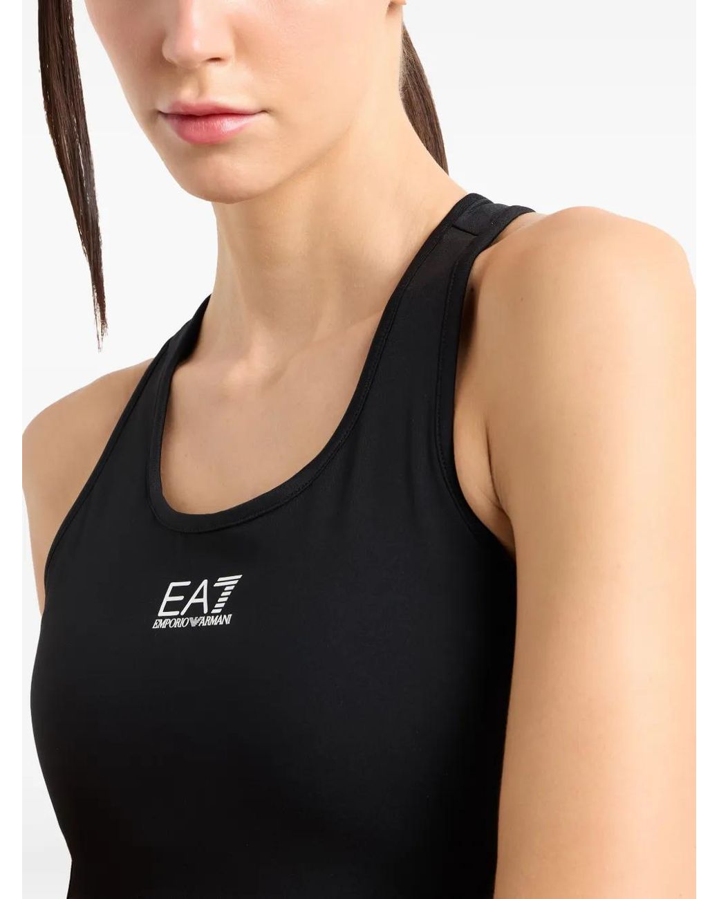 EA7 Black Logo-Print Tank Top