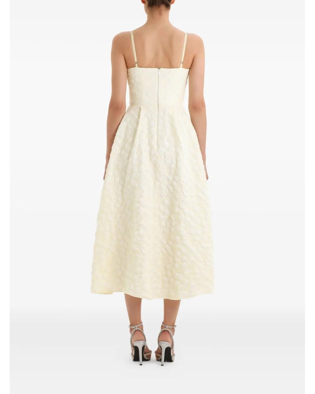 POST MERIDIEM White Jacquard Corset Midi Dress