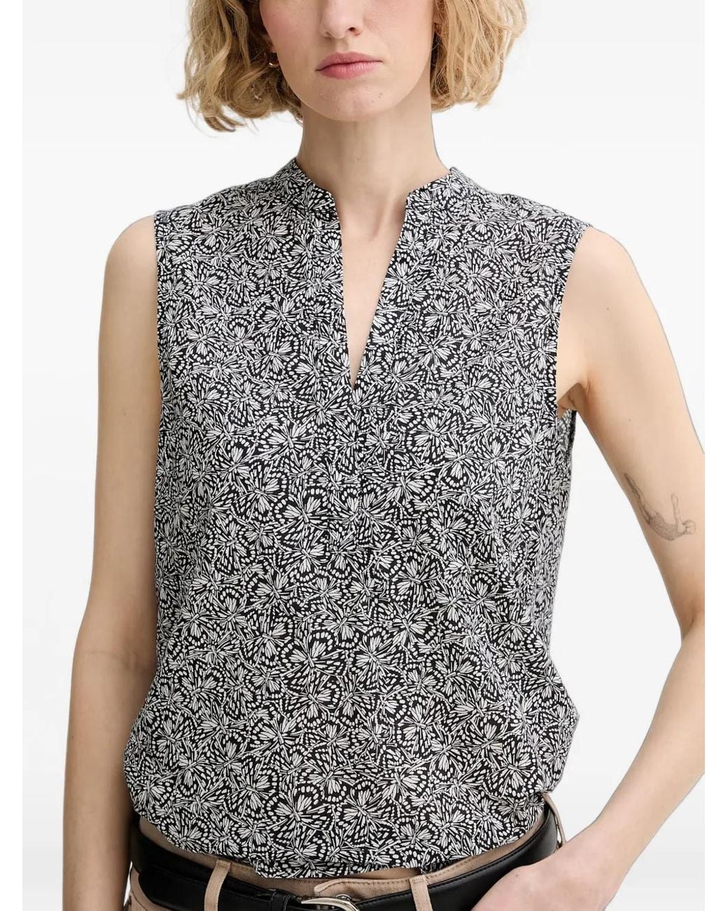 Marc O' Polo Blue Butterfly-Print Sleeveless Top