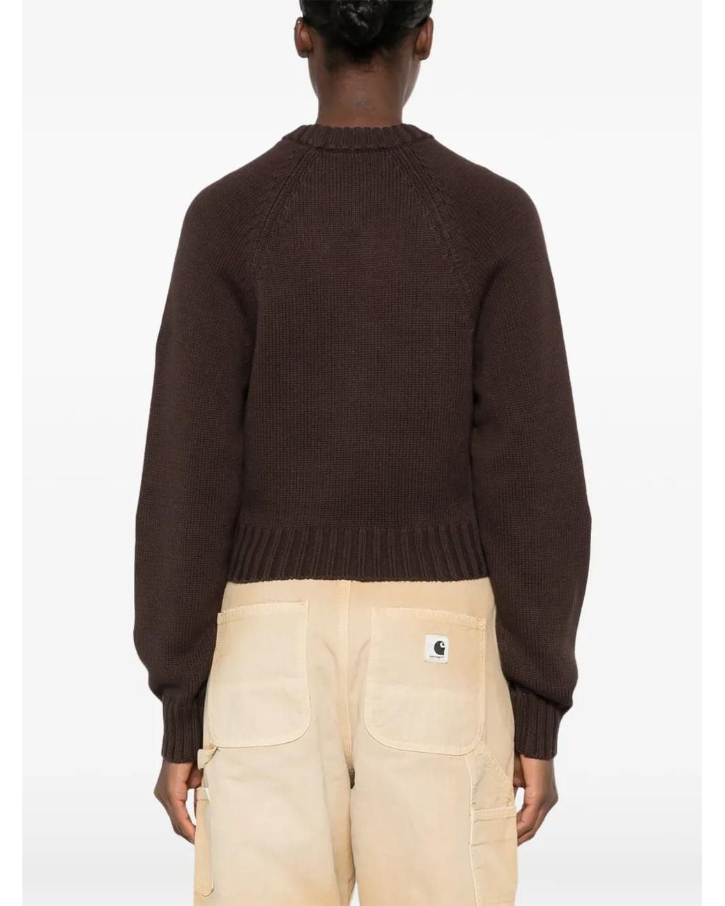 Sporty & Rich Black Equestrian-Embroidered Raglan-Sleeve Sweater