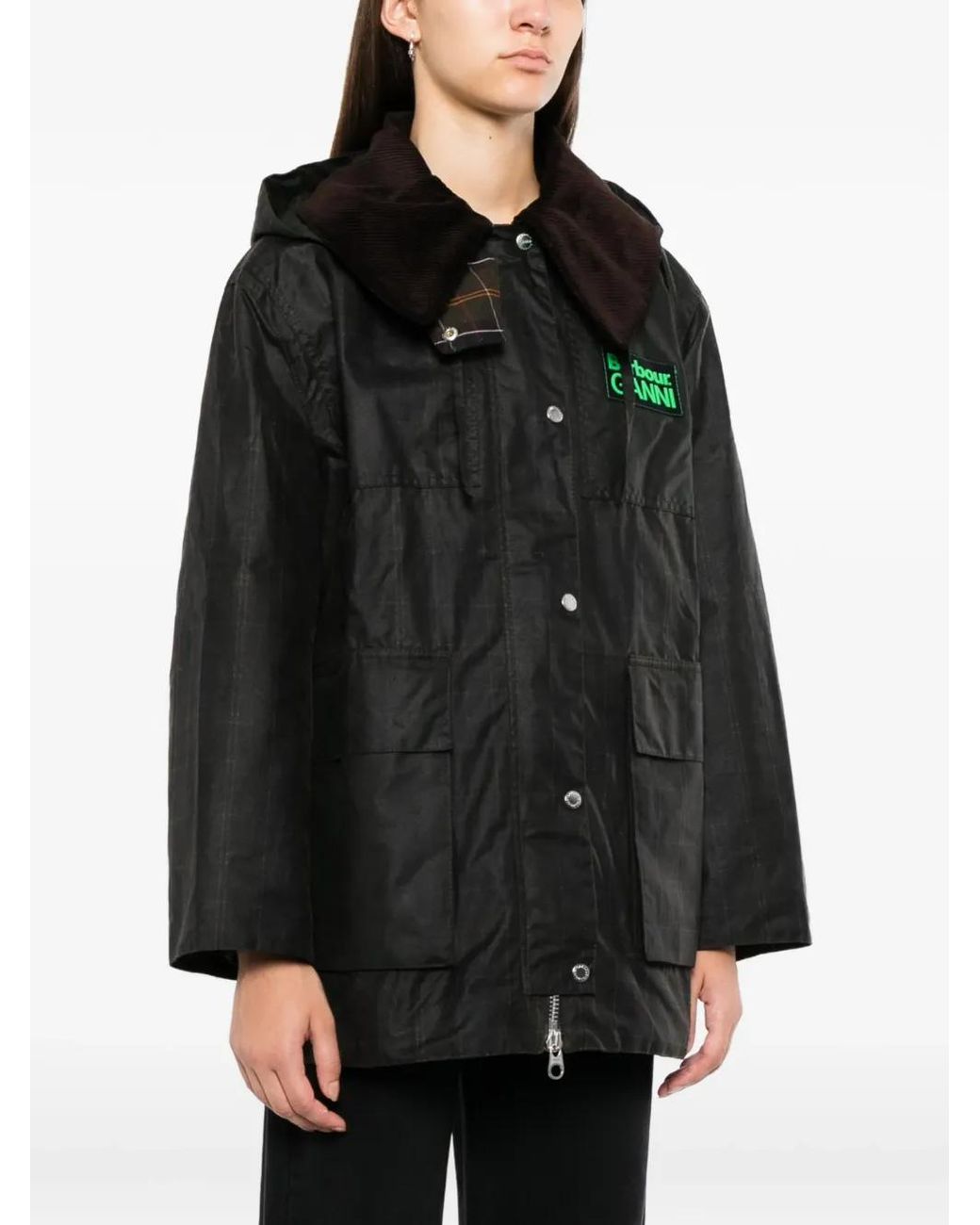 Barbour Black X Ganni Hooded Coat