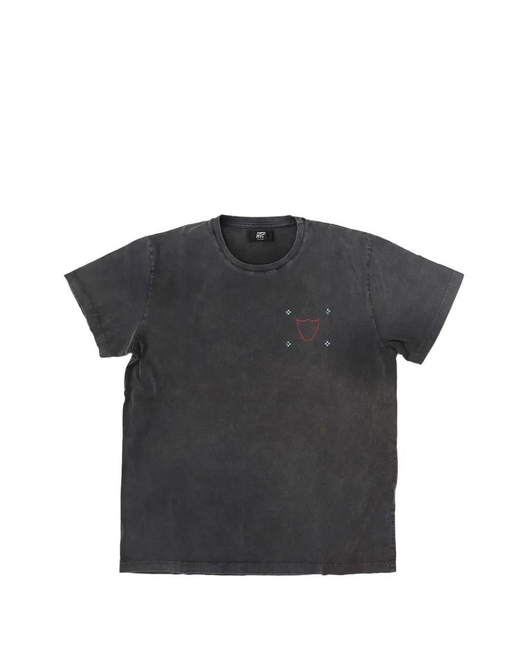 HTC Black Distressed-Effect Back-Print T-Shirt for men