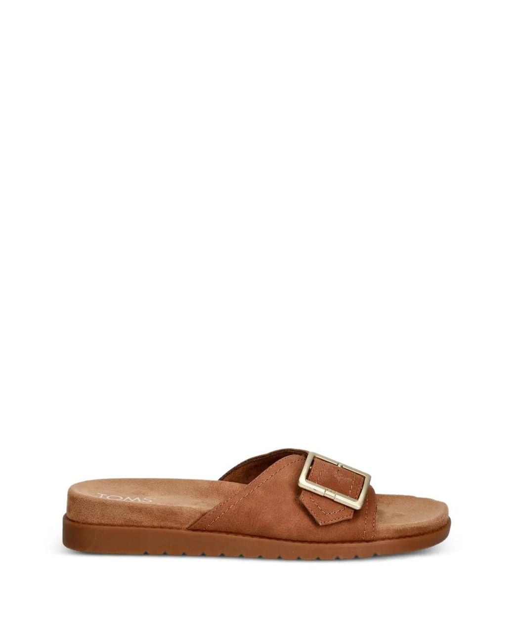TOMS Brown Marin Buckle-Detail Slide Sandals
