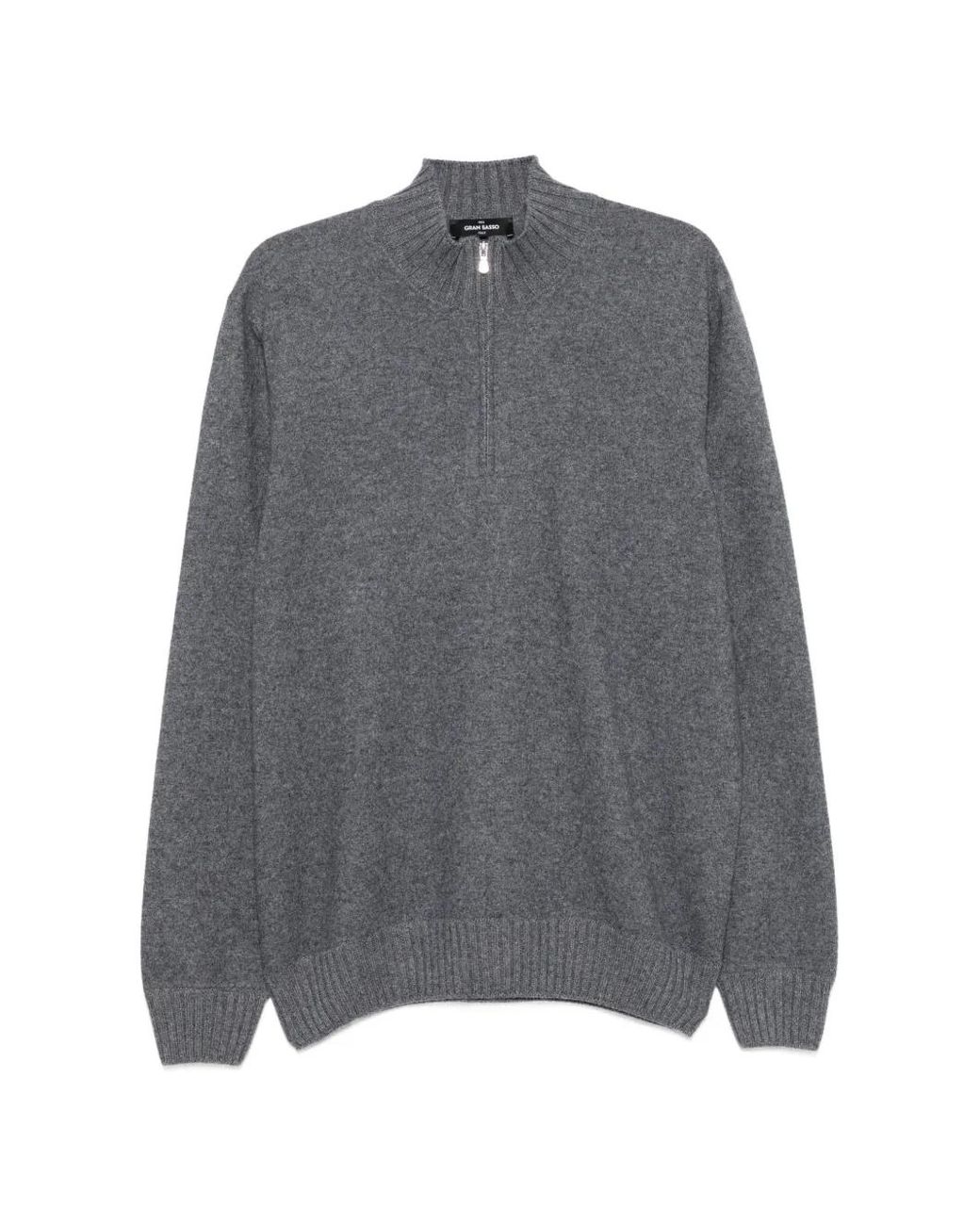 Gran Sasso Gray Half-Zip Knitted Sweater for men