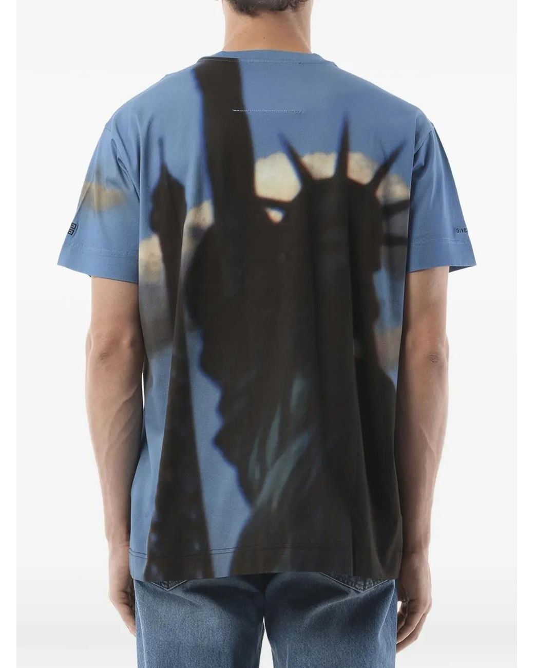 Givenchy Blue Paris Ny All Over Graphic-Print Oversized T-Shirt for men