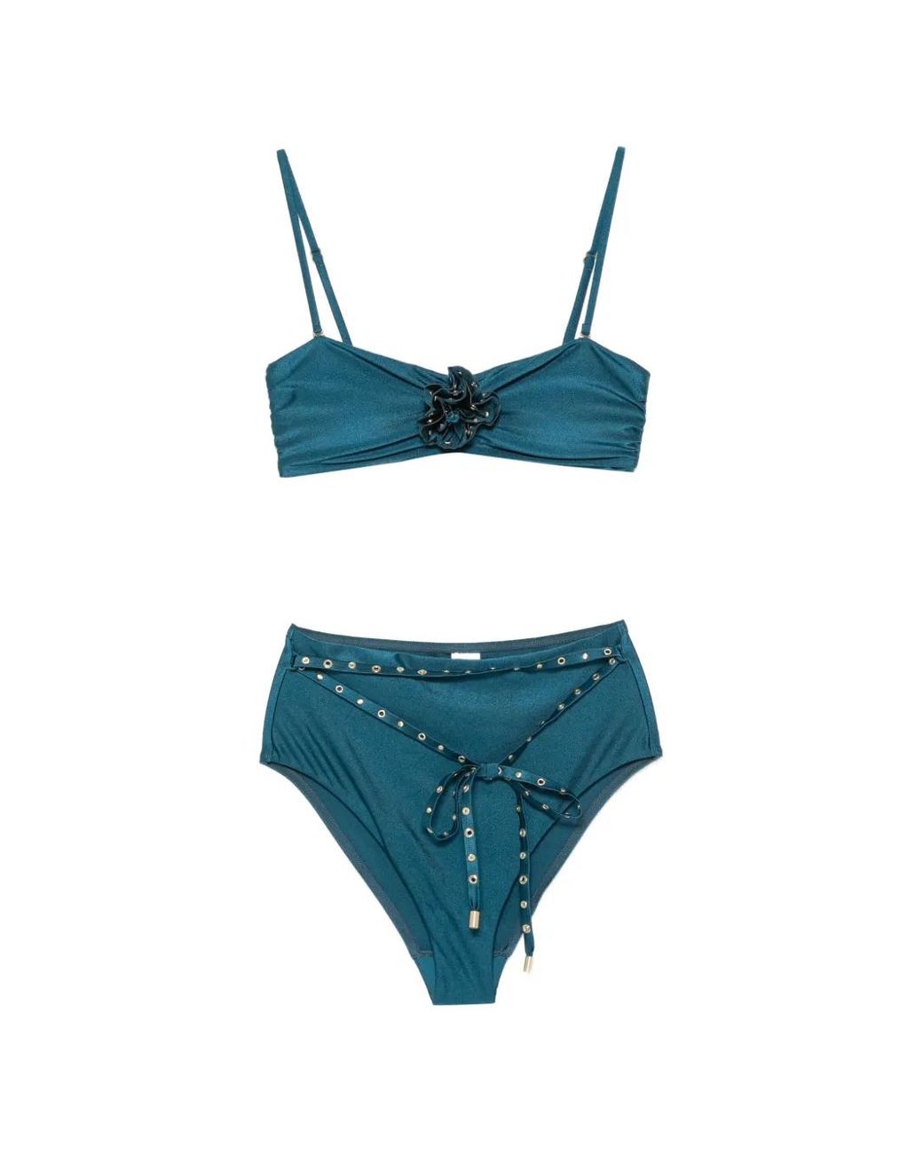 Zimmermann Blue Indra Studded Flower Bikini Set