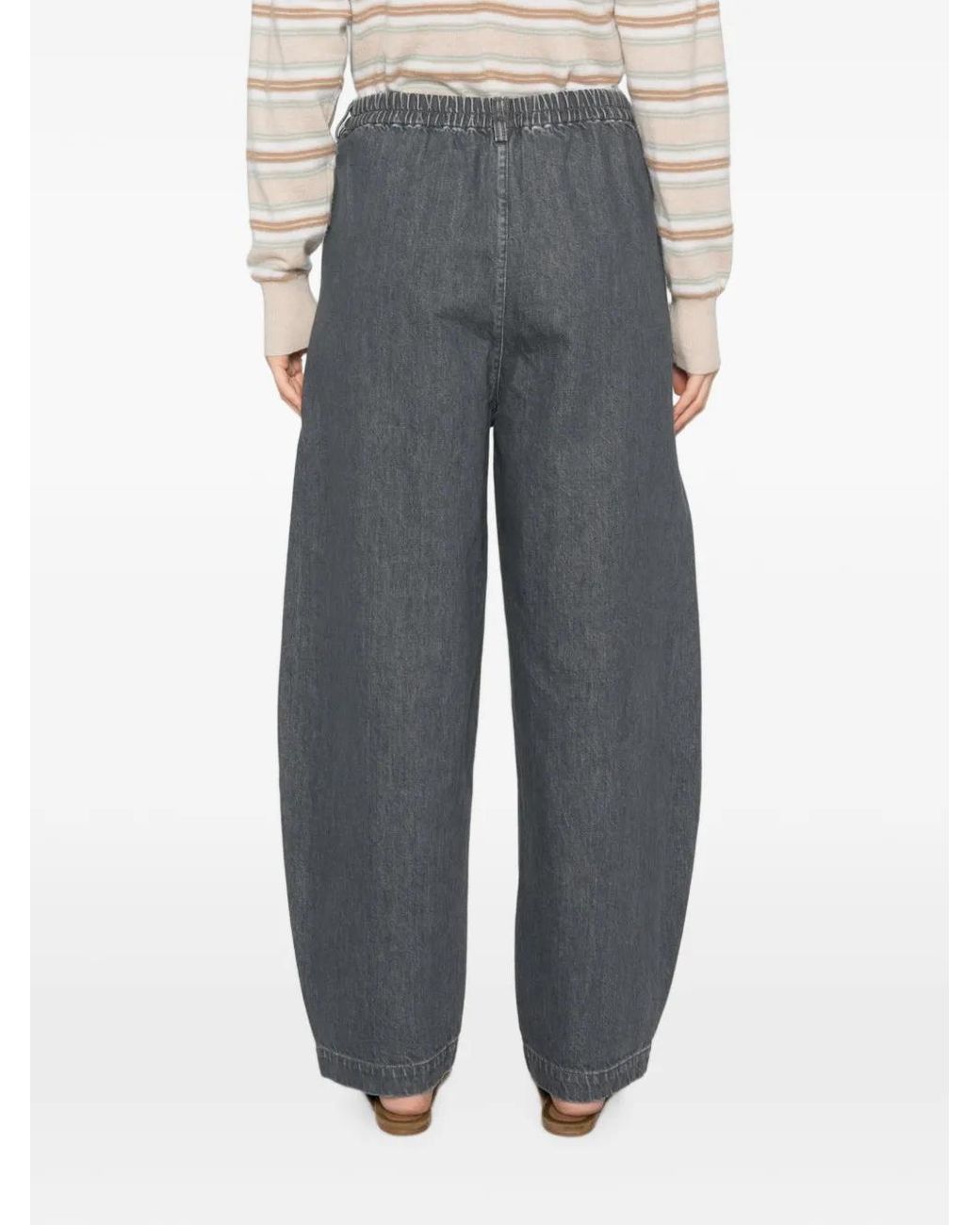 Cordera Gray Elasticated-Waistband Wide-Leg Jeans