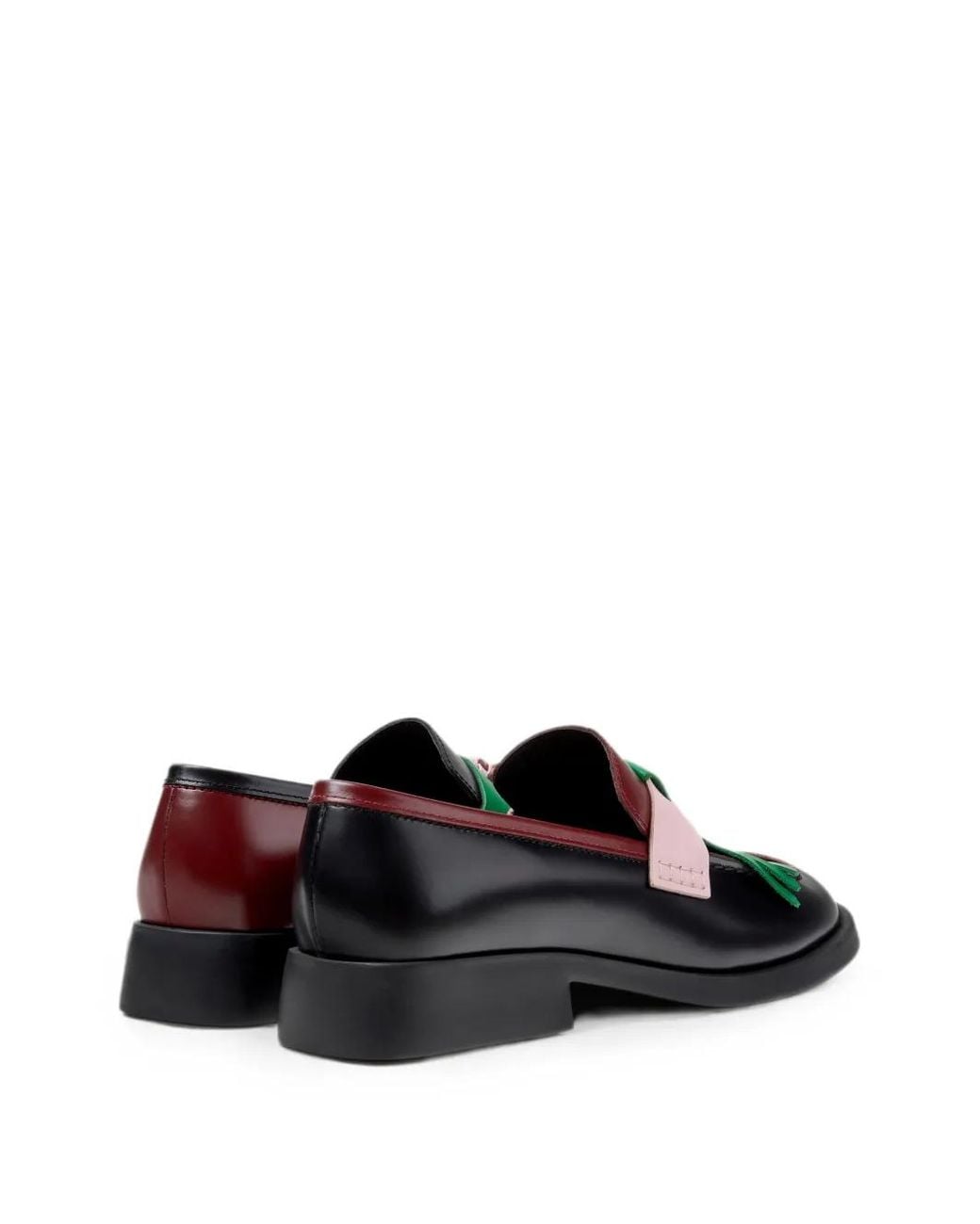Camper Black Twins Fringed Leather Loafers