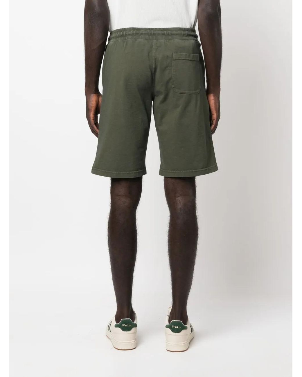 Aspesi Green Logo-Patch Drawstring-Waistband Shorts for men