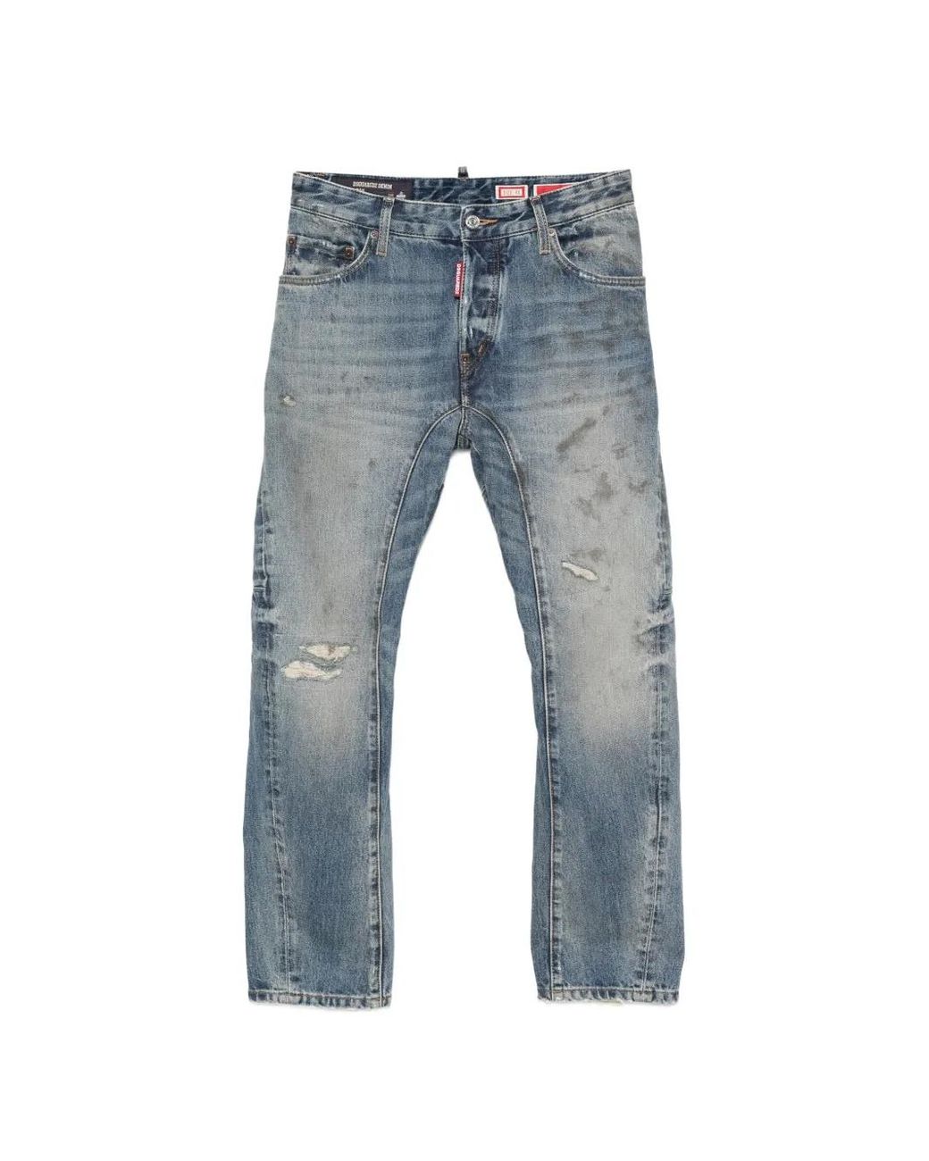 DSquared² Blue Distressed-Effect Paneled Jeans for men