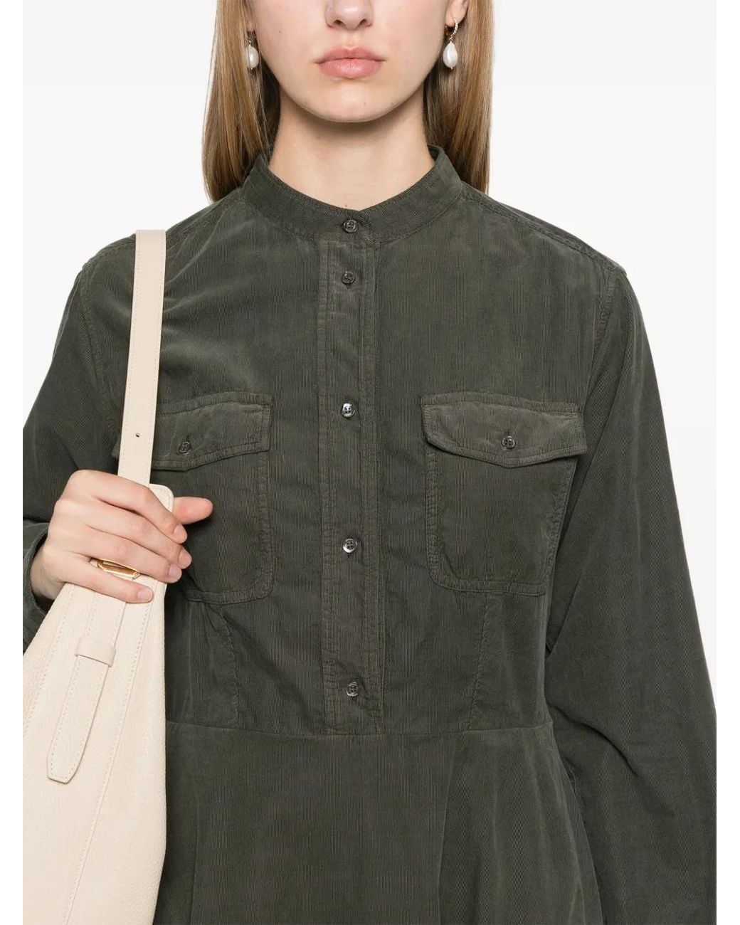 Aspesi Green Corduroy Midi Dress