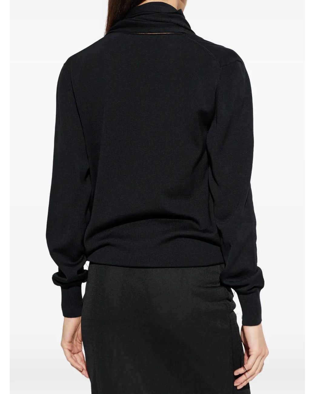 Jil Sander Blue Sweater With Decorative Neckline