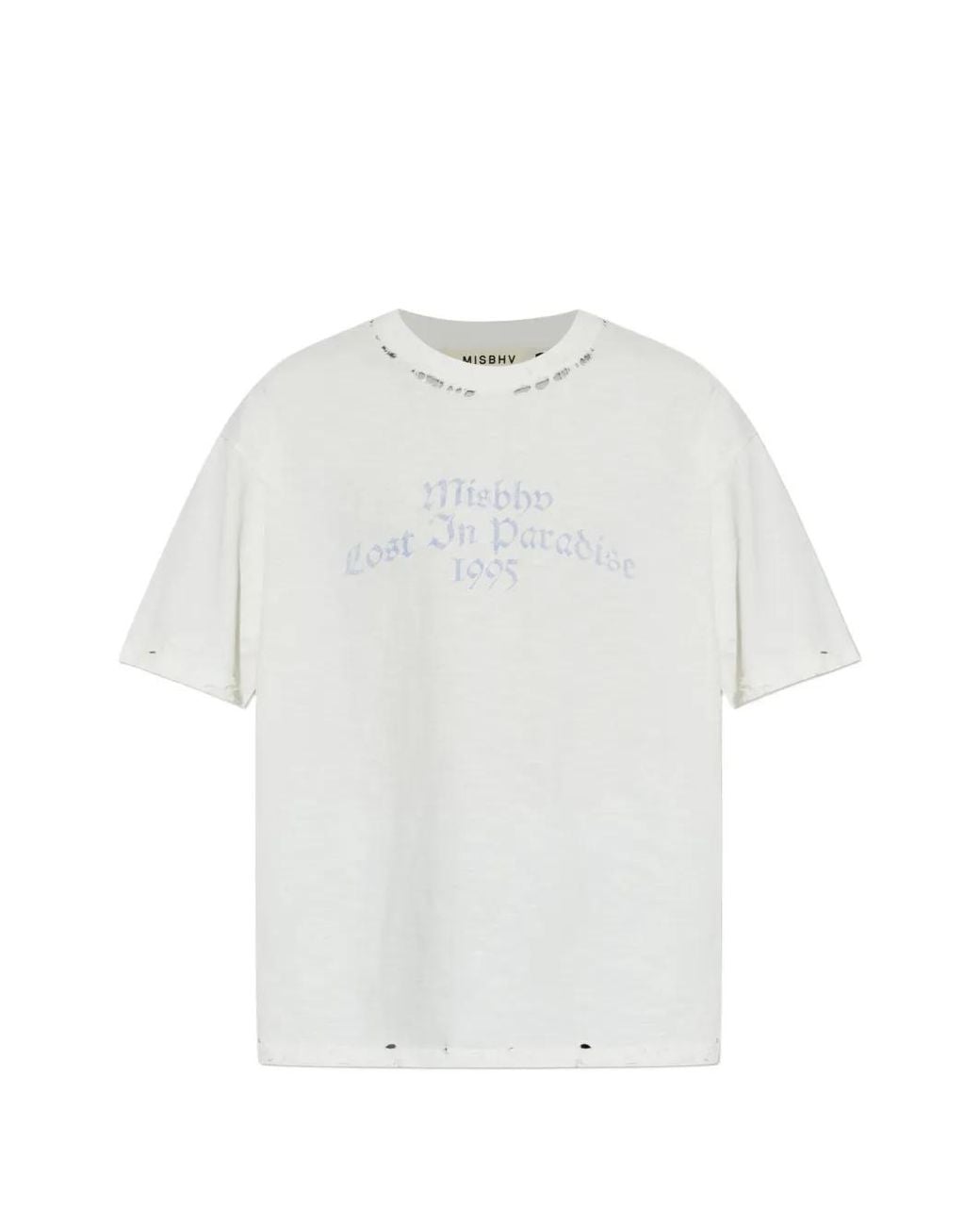 M I S B H V White Text-Print T-Shirt for men