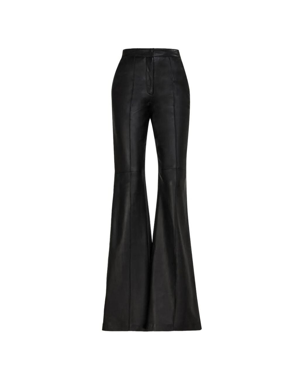 Costarellos Black Carmina Front-Seam Wide-Leg Leather Trousers