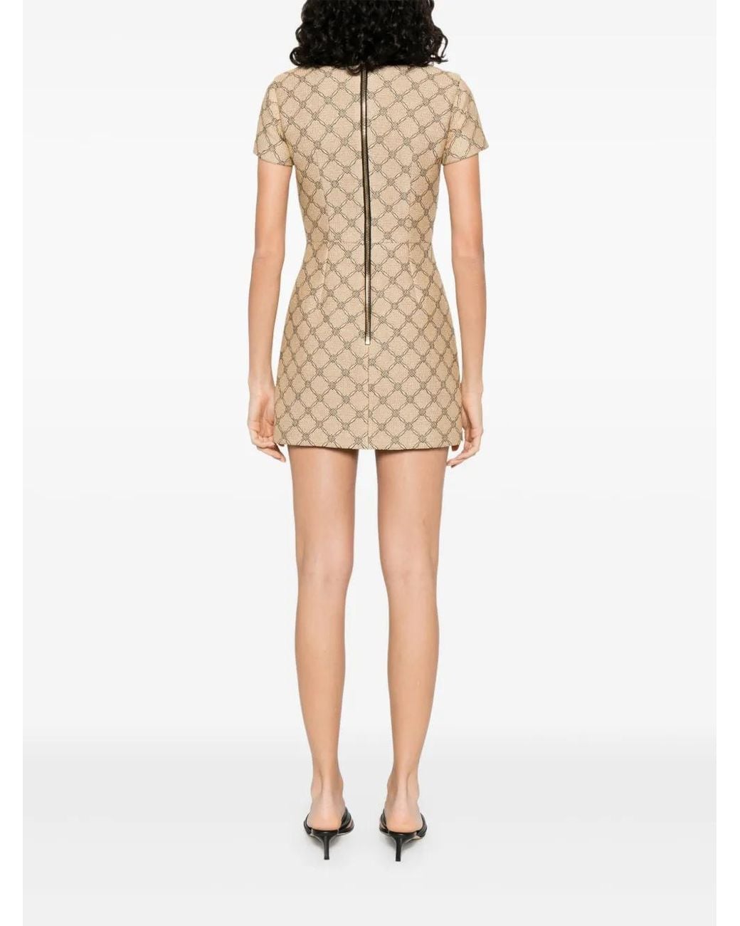 Elisabetta Franchi Brown Monogram-Jacquard Dress