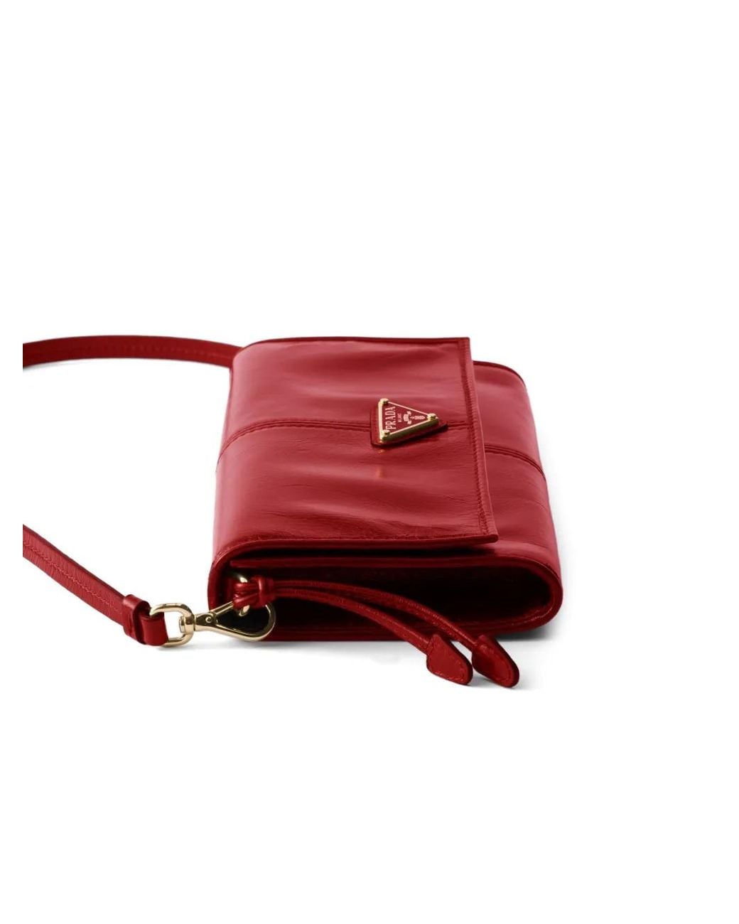 Prada Red Logo-Plaque Leather Bag
